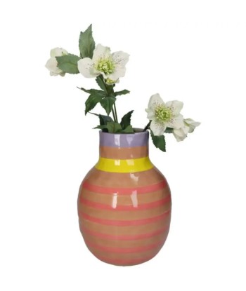 Vase Rayure Dolomite Rose brillant des détails fins