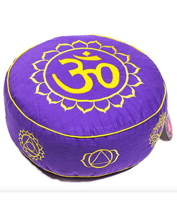 Coussin de Méditation 7 Chakras & Om Violet et Or Venez découvrir notre 