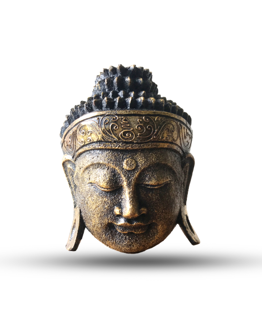 Tête de Bouddha Gold sculptée  en Bois d'Albasia hantent personnes