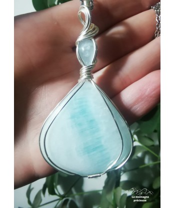 Pendentif en aragonite et aïgue-marine 2 - 3 jours ouvrés.