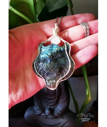 Pendentif tête de tigre en Labradorite et sa Pierre de lune l'évolution des habitudes 