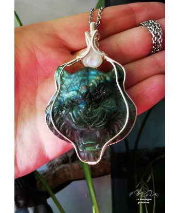 Pendentif tête de tigre en Labradorite et sa Pierre de lune l'évolution des habitudes 