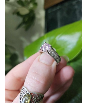 Bague en quartz rose facetté et zircon du meilleur 