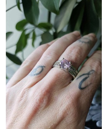 Bague en quartz rose facetté et zircon du meilleur 