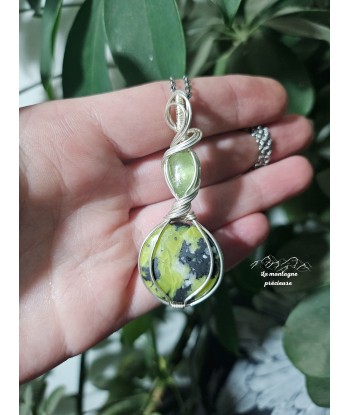 Pendentif en lizardite et kyanite verte pas cher