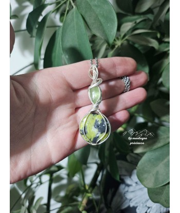 Pendentif en lizardite et kyanite verte pas cher