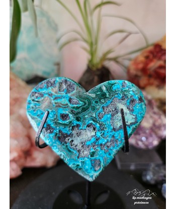 Coeur en chrysocolle et malachite prix