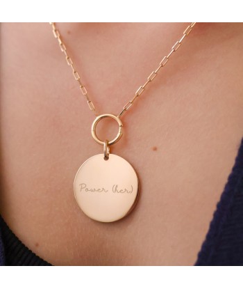 Collier Pow(her) Mama avec médaille 19mm plaqué or à graver Par le système avancé 