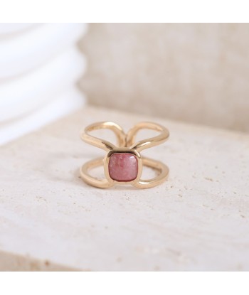 Bague Elia carrée Rhodonite rose plaqué or Découvrez la collection