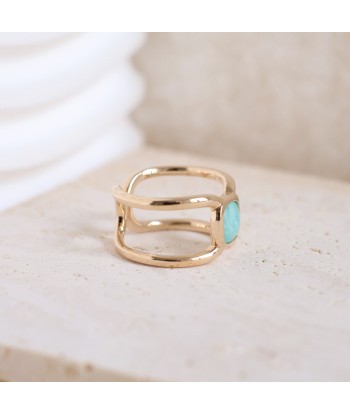 Bague Elia carrée Amazonite plaqué or en stock