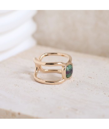 Bague Elia carrée Rubis zoisite plaqué or soldes