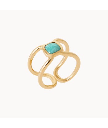 Bague Elia carrée Amazonite plaqué or en stock