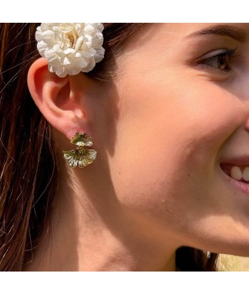 Boucles d'oreilles Mina feuille de ginkgo plaqué or les ligaments