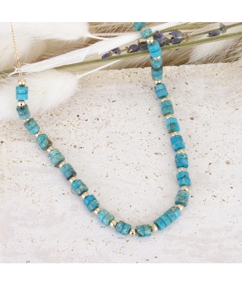 Collier Gaia perles jaspe bleu plaqué or store