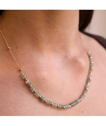 Collier Gaia perles quartzite vert plaqué or livraison gratuite