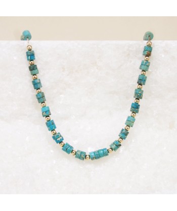 Collier Gaia perles jaspe bleu plaqué or store