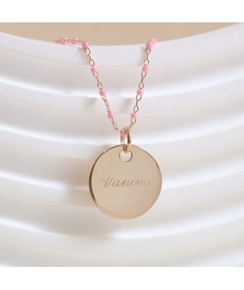 Collier Sora rose et médaille 19mm à graver plaqué or 50-70% off 