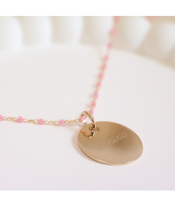 Collier Sora rose et médaille 19mm à graver plaqué or 50-70% off 