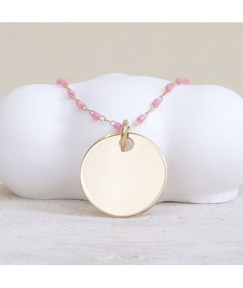 Collier Sora rose et médaille 19mm à graver plaqué or 50-70% off 