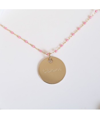 Collier Sora rose et médaille 19mm à graver plaqué or 50-70% off 