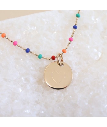 Collier Lily-Rose multicolore avec médaille 15mm à graver plaqué or votre