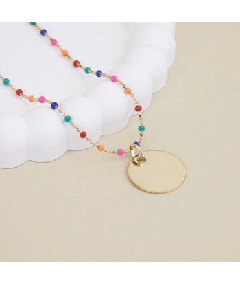 Collier Lily-Rose multicolore avec médaille 19mm à graver plaqué or Venez découvrir notre 